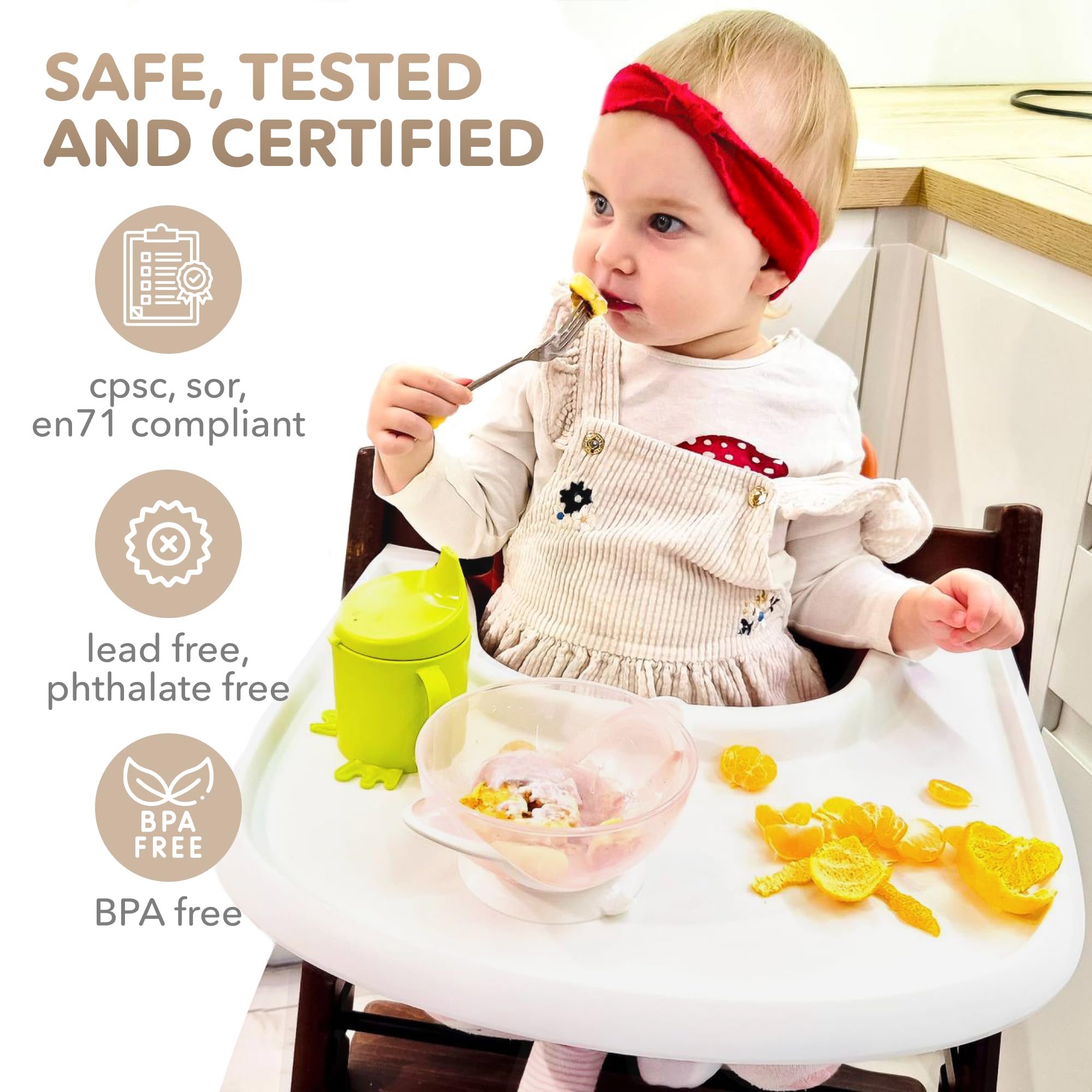 Babarta removable snap-design tray is easy to clean and reattach.