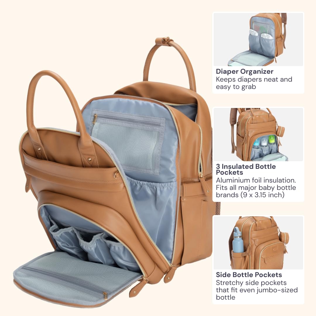 19-pocket layout keeps baby items organized and accessible