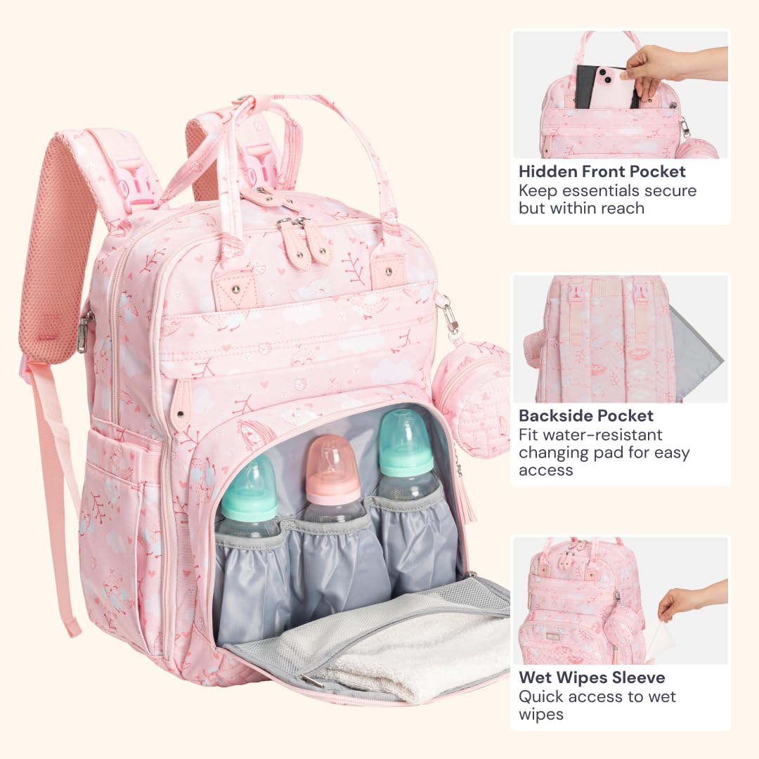 BabbleRoo pink birdy bag laptop sleeve visible for work-ready use