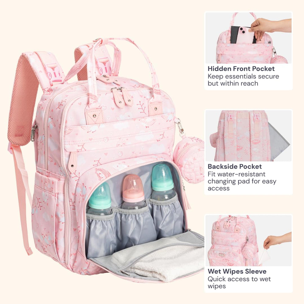 BabbleRoo pink birdy bag laptop sleeve visible for work-ready use