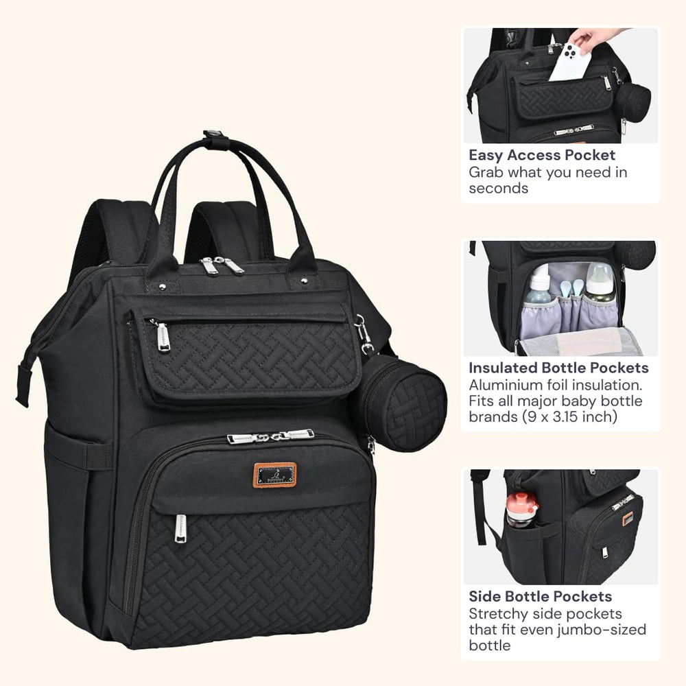 BabbleRoo diaper bag changing pad pocket for devices and quick changes.
