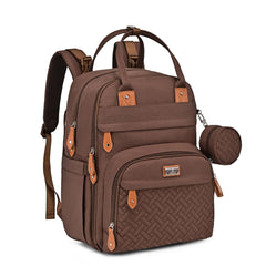 BabbleRoo diaper bag backpack front view with organized pockets for on-the-go parents