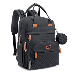 BabbleRoo diaper bag backpack front view showing spacious layout for baby essentials