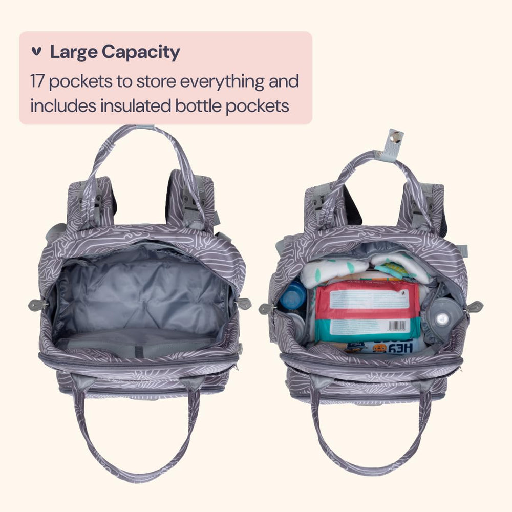 BabbleRoo bag back with padded panel and ergonomic straps