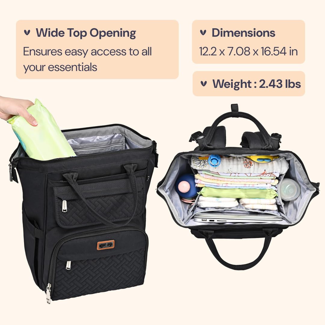 BabbleRoo diaper bag backpack interior with organized compartments.