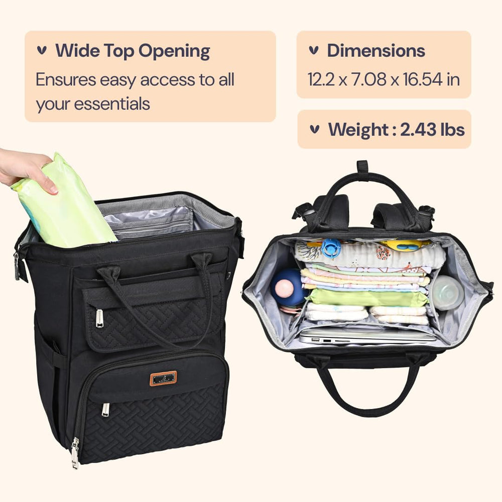 BabbleRoo diaper bag backpack interior with organized compartments.