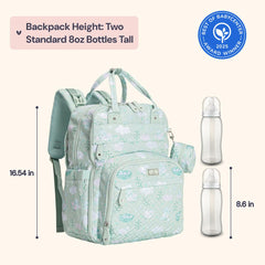 BabbleRoo diaper bag backpack interior organization highlights 19 pockets for all baby essentials.