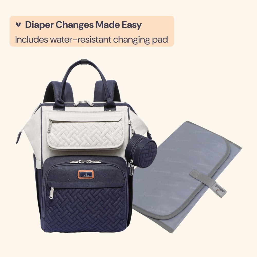 BabbleRoo cushioned shoulder straps in stone gray blue for comfortable all-day wear.