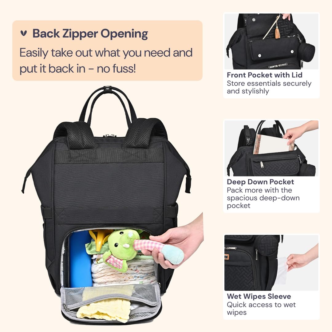 BabbleRoo diaper bag backpack with stroller clip for hands-free outings.