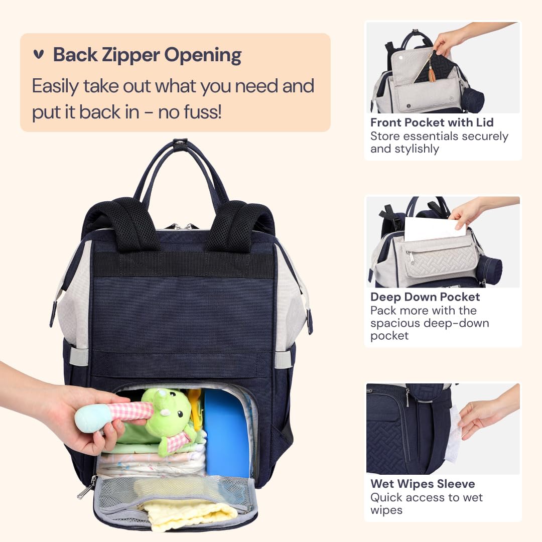 BabbleRoo wipe pocket and key loop in stone gray blue for organized daily use.