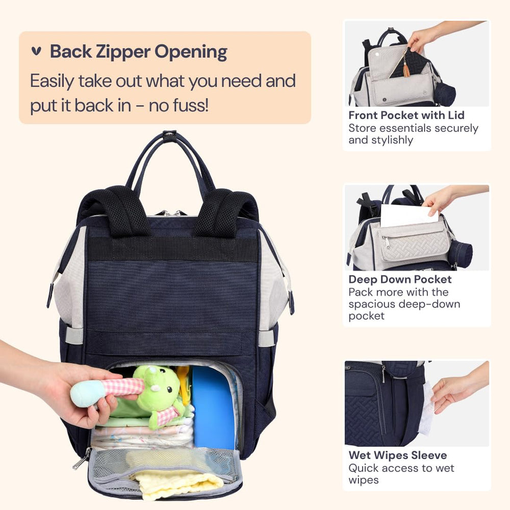 BabbleRoo wipe pocket and key loop in stone gray blue for organized daily use.