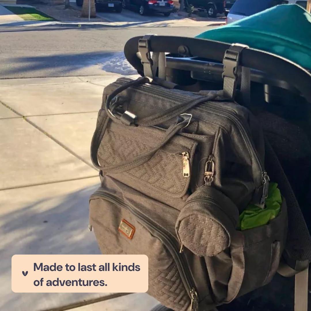 Wipe-pocket on BabbleRoo diaper bag backpack for mess-free cleaning.