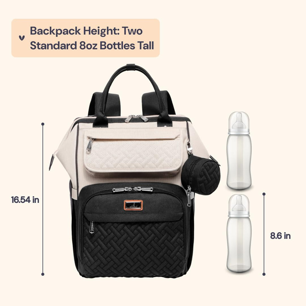 Changing-mat pocket shows folded mat for on-the-go changes.