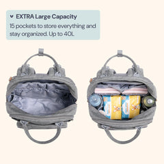 Changing pad included inside BabbleRoo bag for on-the-go diaper changes.