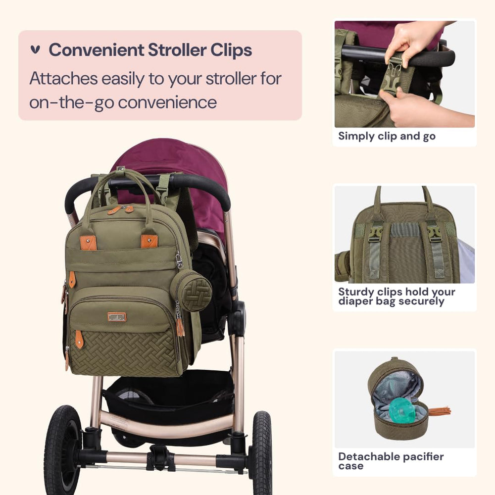 BabbleRoo diaper bag backpack dedicated tech pocket fits tablets up to 15.6 inches