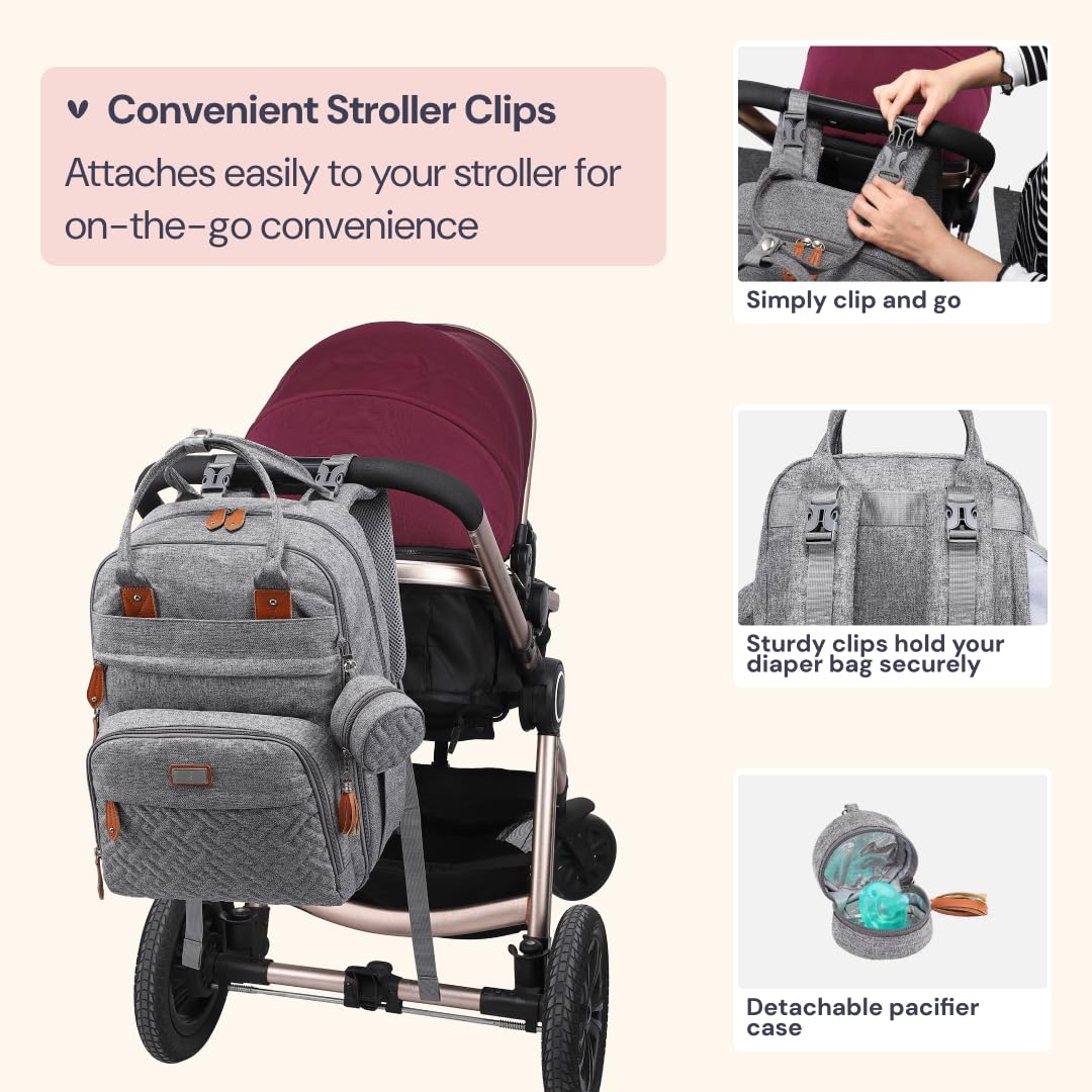 BabbleRoo laptop compartment fits up to 15.6 inches for on-the-go work.