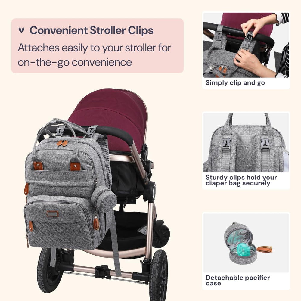BabbleRoo laptop compartment fits up to 15.6 inches for on-the-go work.