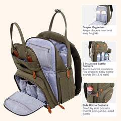 BabbleRoo diaper bag backpack stroller straps keep bag hands-free while strolling