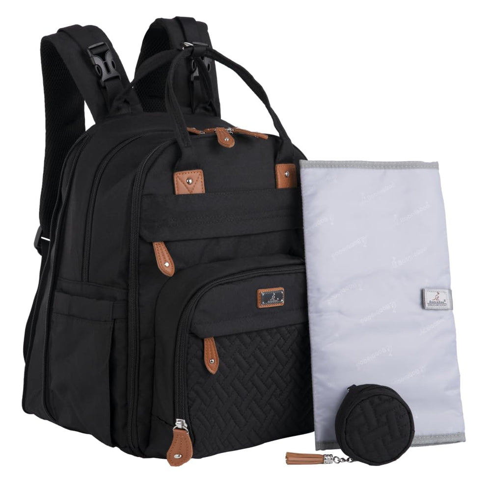 BabbleRoo extra-large diaper bag backpack open layout with spacious main compartment for twins.