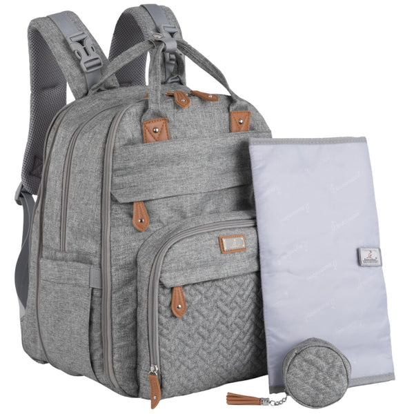 BabbleRoo extra large diaper bag backpack with open main compartments for quick access on the go.