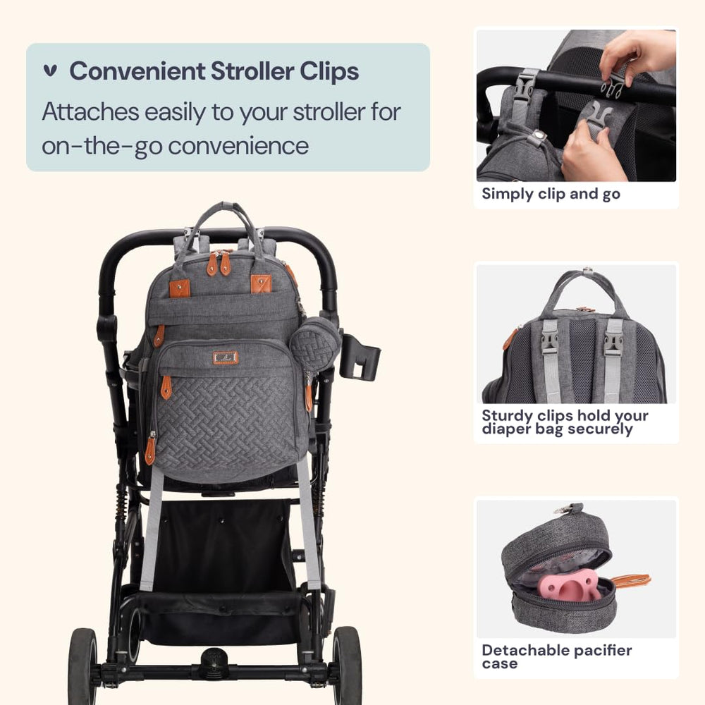 Wipe pocket keeps wipes handy for BabbleRoo outings.