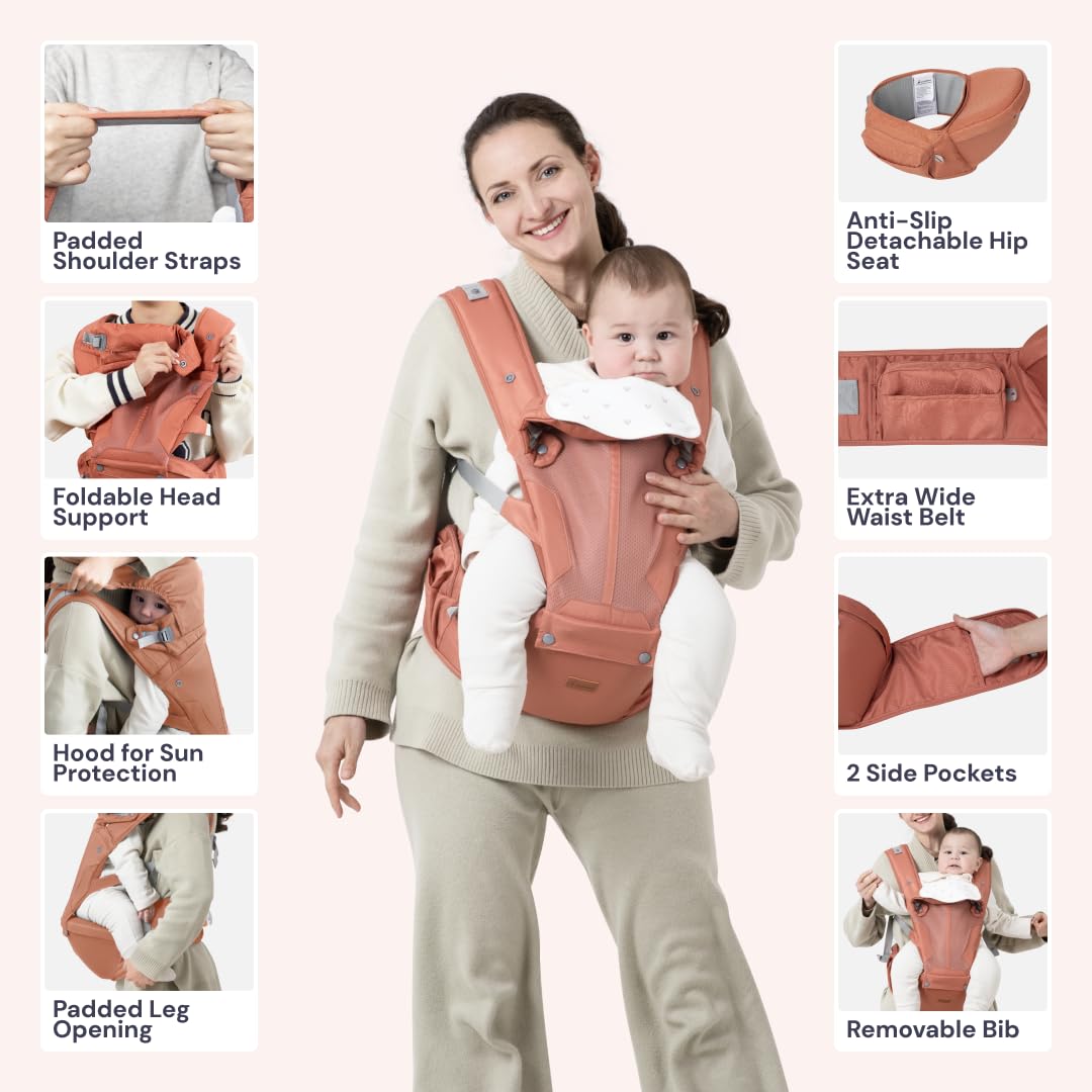 BabbleRoo Grow Carrier back-carry configuration during an outdoor walk