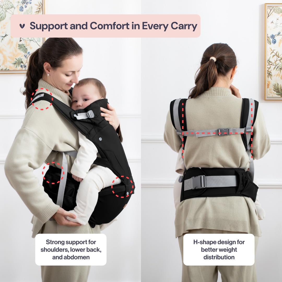BabbleRoo Grow Carrier head support keeps baby comfy on outings