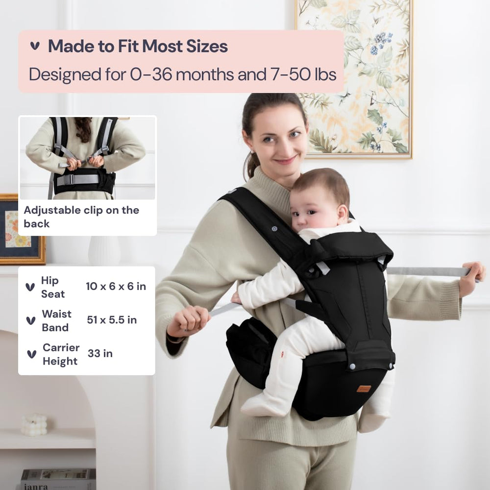 BabbleRoo Grow Carrier waist cushion aids secure, comfy fits