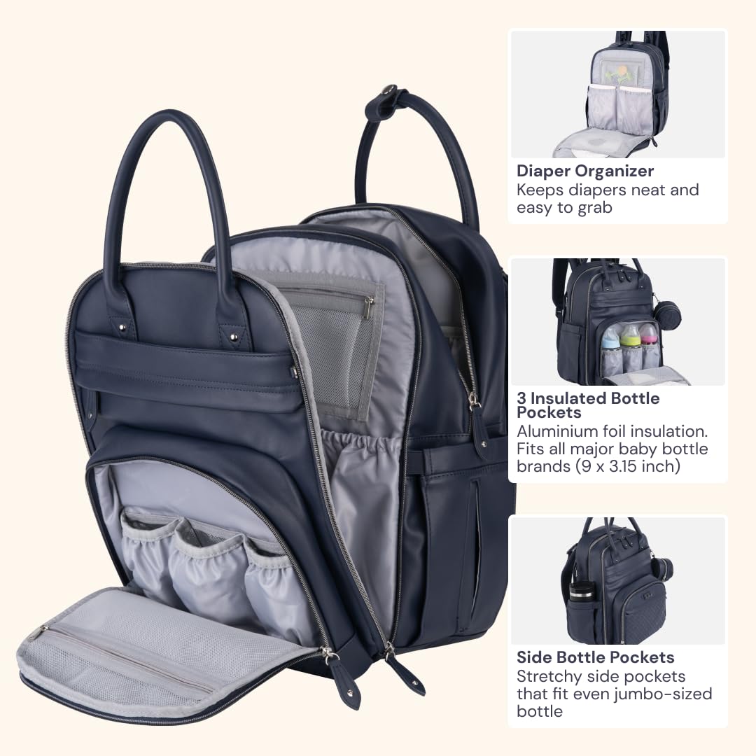BabbleRoo insulated bottle pockets maintain temperature during trips.