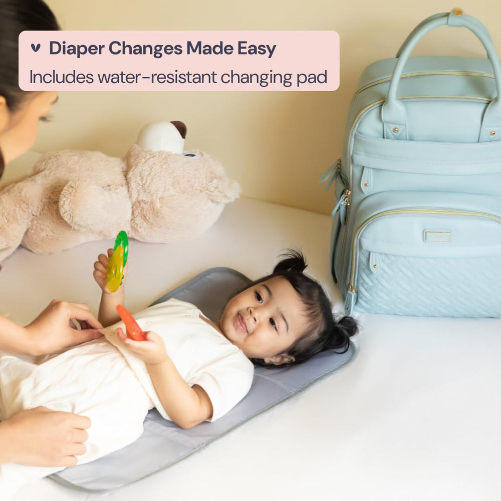 BabbleRoo leather diaper backpack padded back panel enhances comfort