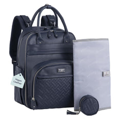 BabbleRoo leather diaper bag backpack main-compartment for quick access during outings.