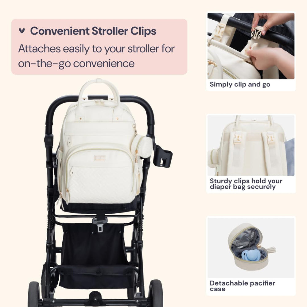 BabbleRoo padded back panel and ergonomic straps for comfort.