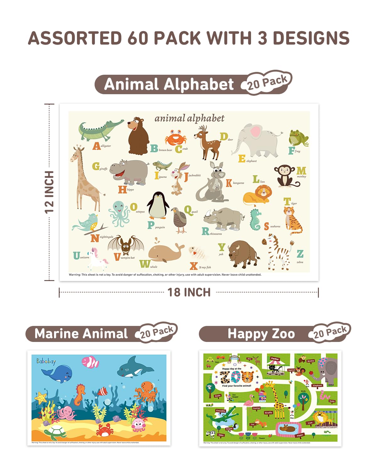 Babebay alphabet-design placemats adding learning fun during meals