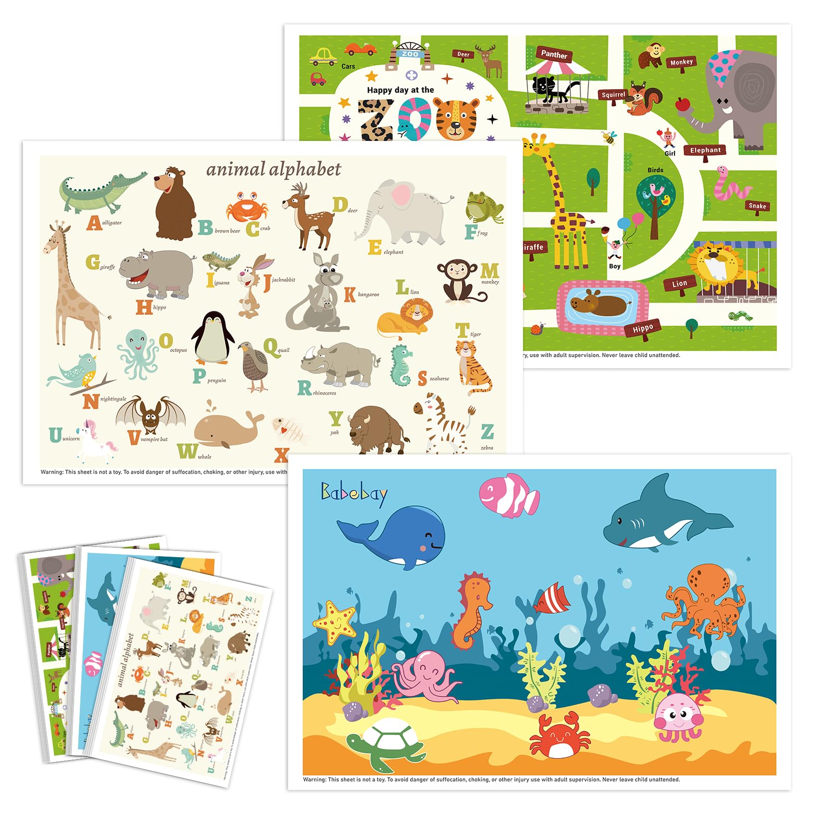 Babebay animal-design disposable placemats brightening mealtime at a restaurant