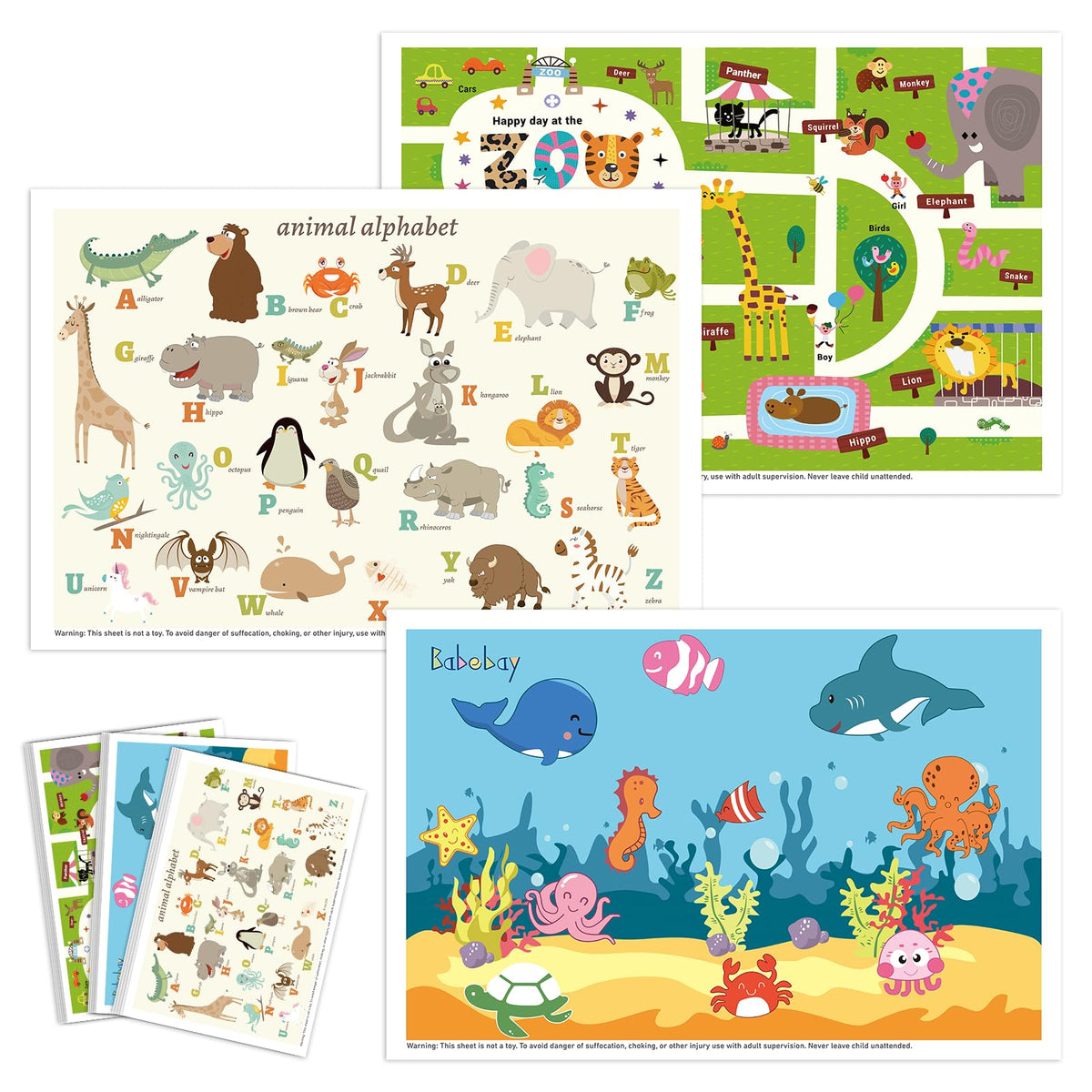 Babebay animal-design disposable placemats brightening mealtime at a restaurant