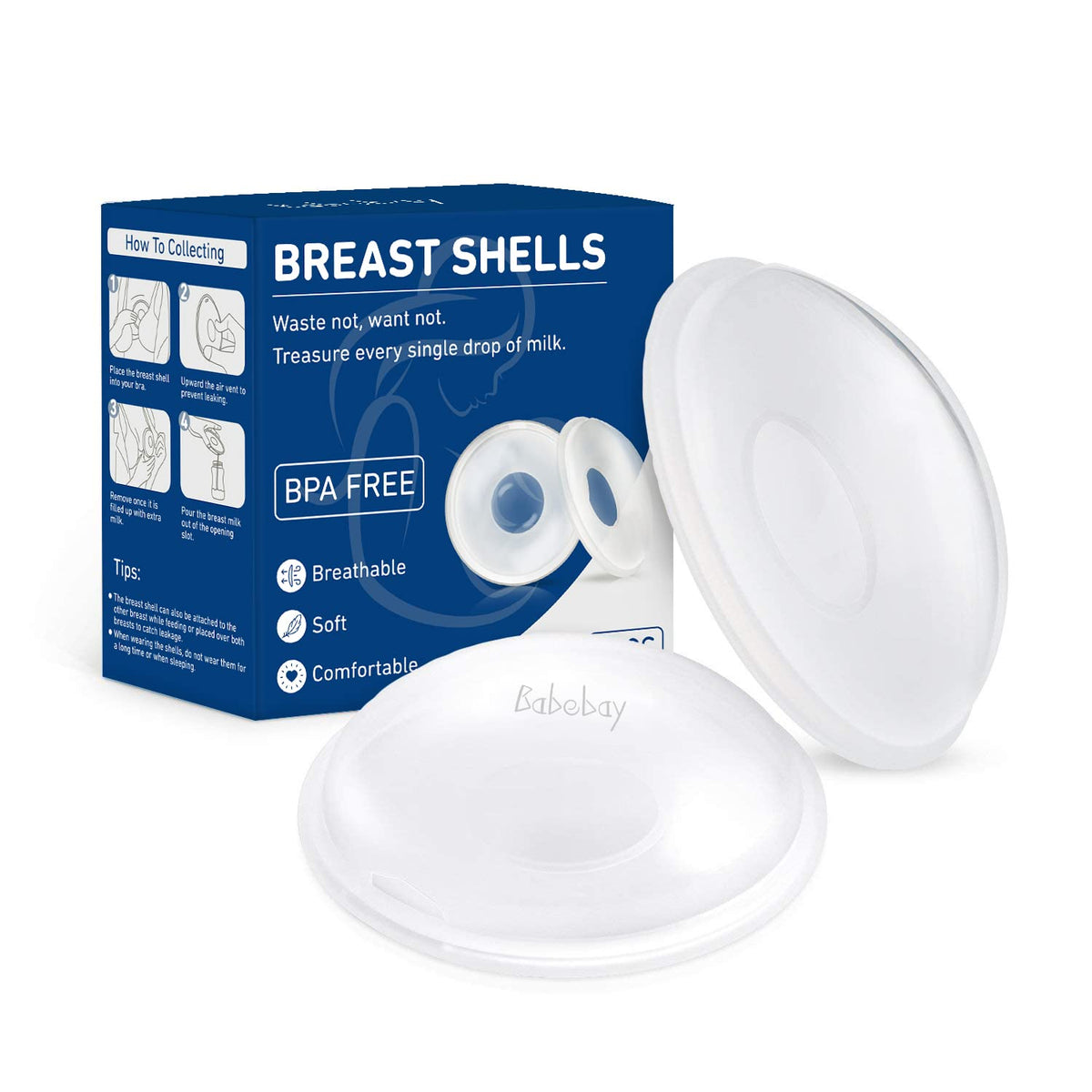 Babebay breast shells in a bra with soft silicone for gentle nipple protection