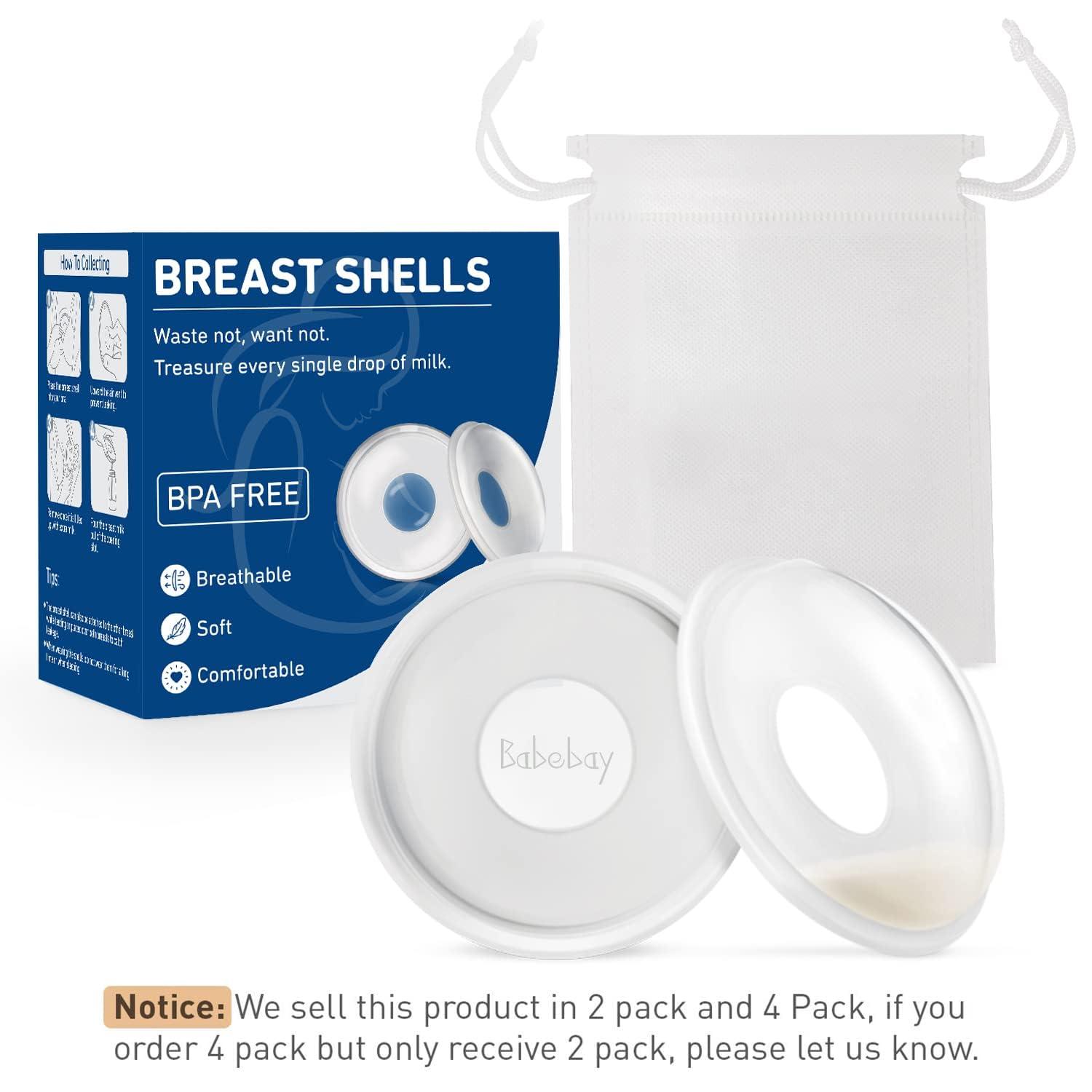Babebay Breast Shells worn in a bra protect nipples from friction.