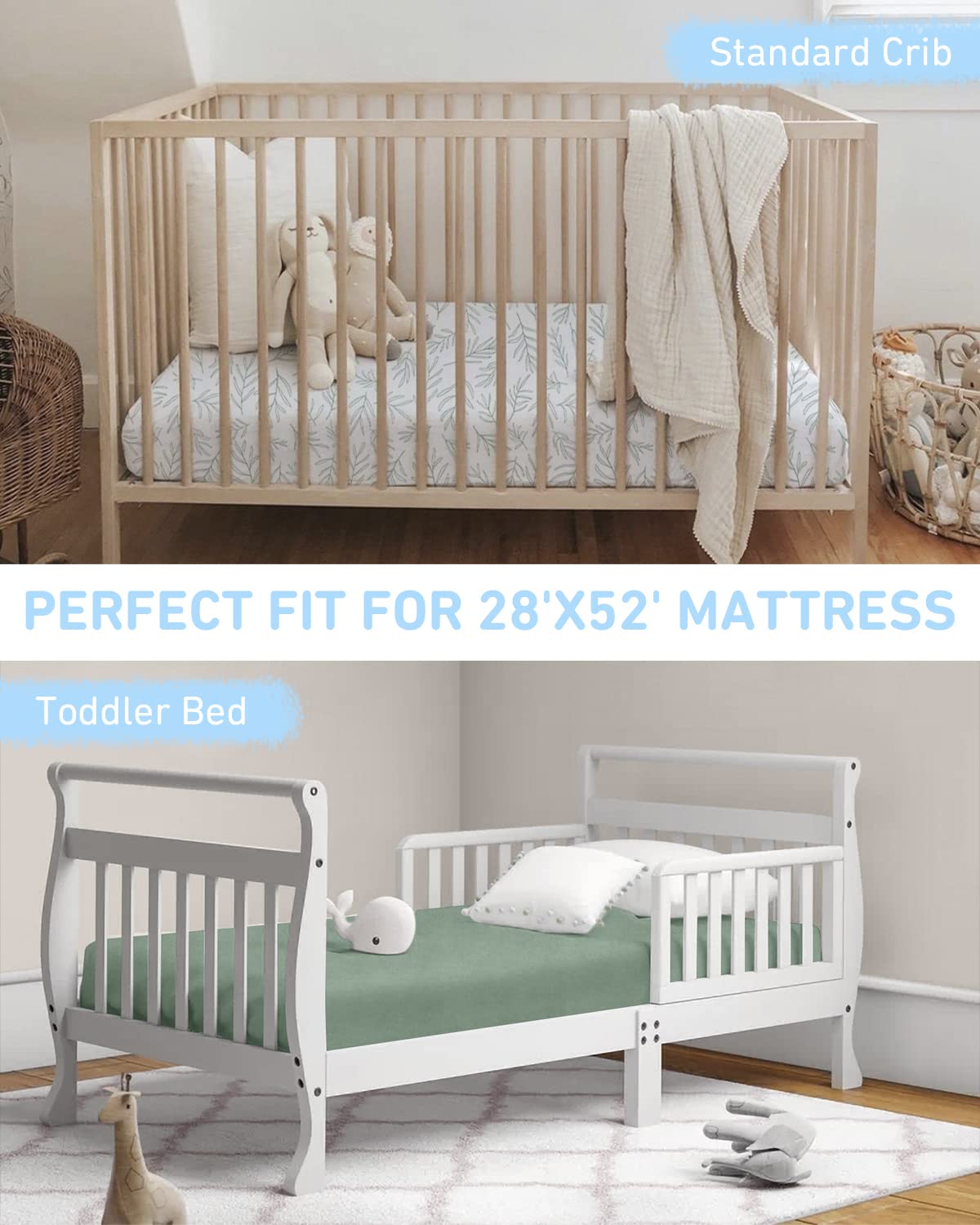 Babebay elastic edge fitted sheet providing snug mattress grip.