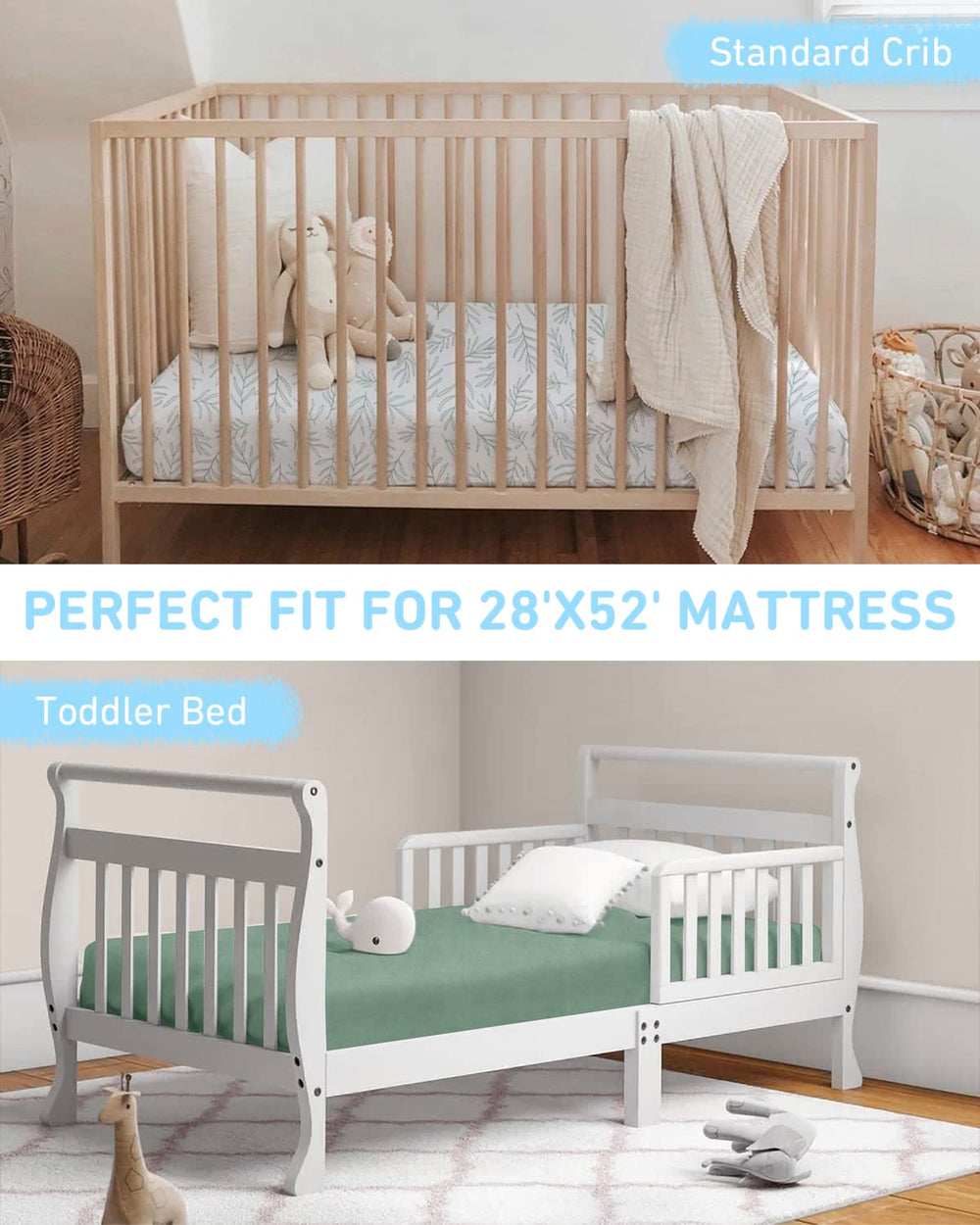 Babebay elastic edge fitted sheet providing snug mattress grip.