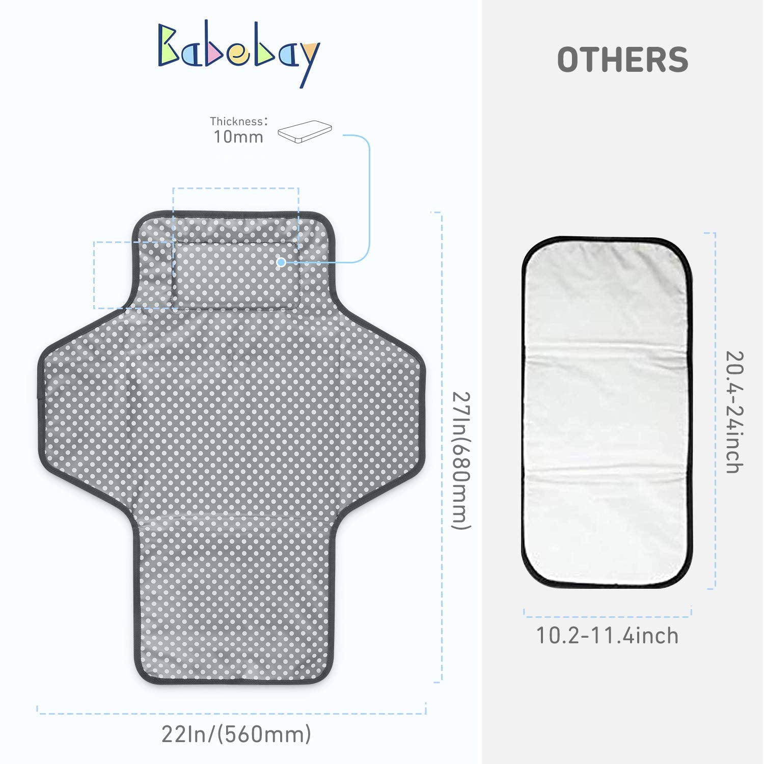 Babebay portable changing pad folded compactly for travel in a bag.