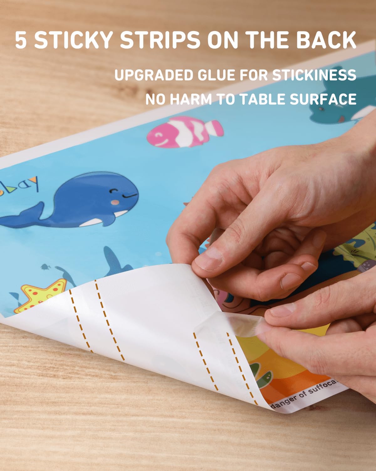 Babebay sticky-back placemats grip the table to stay in place