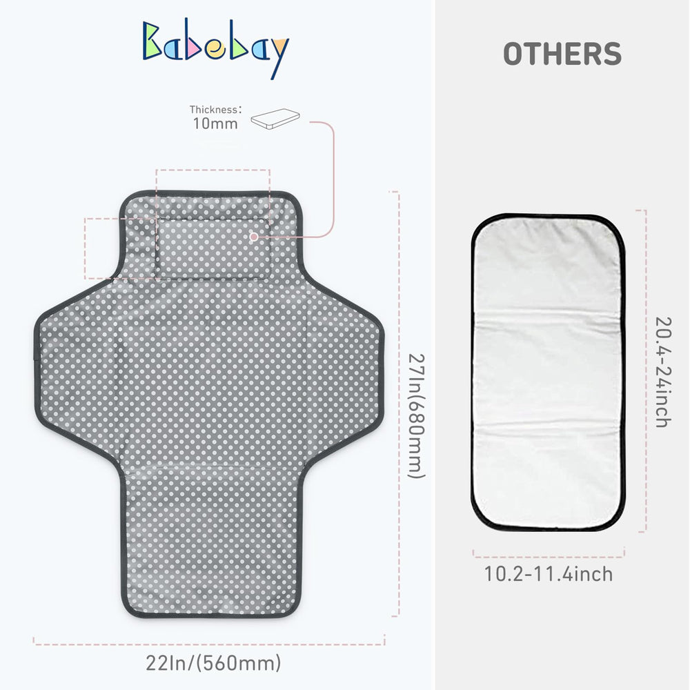 Babebay travel changing station with soft pillow provides comfortable diaper duty