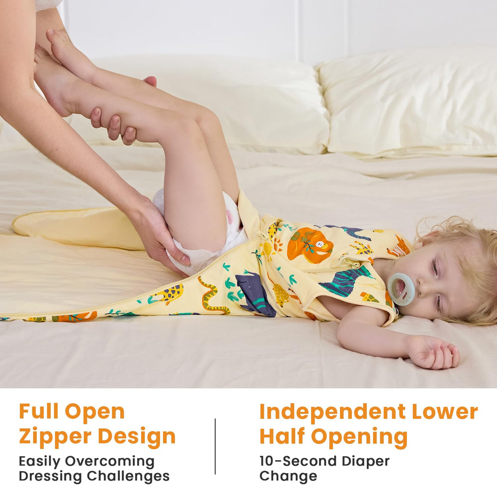 Four sizes XS-S-M-L of Babee Reshinee sleep sacks for growing infants