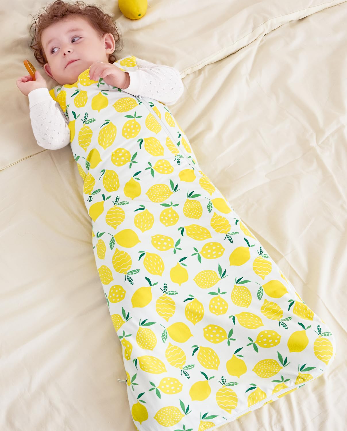 Babee Reshinee hand-drawn prints on newborn sleep sacks.