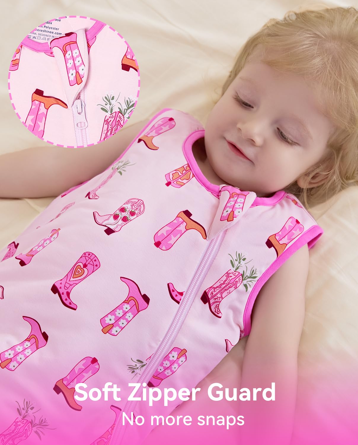 Narrow neckline keeps fabric away from face for safer sleep