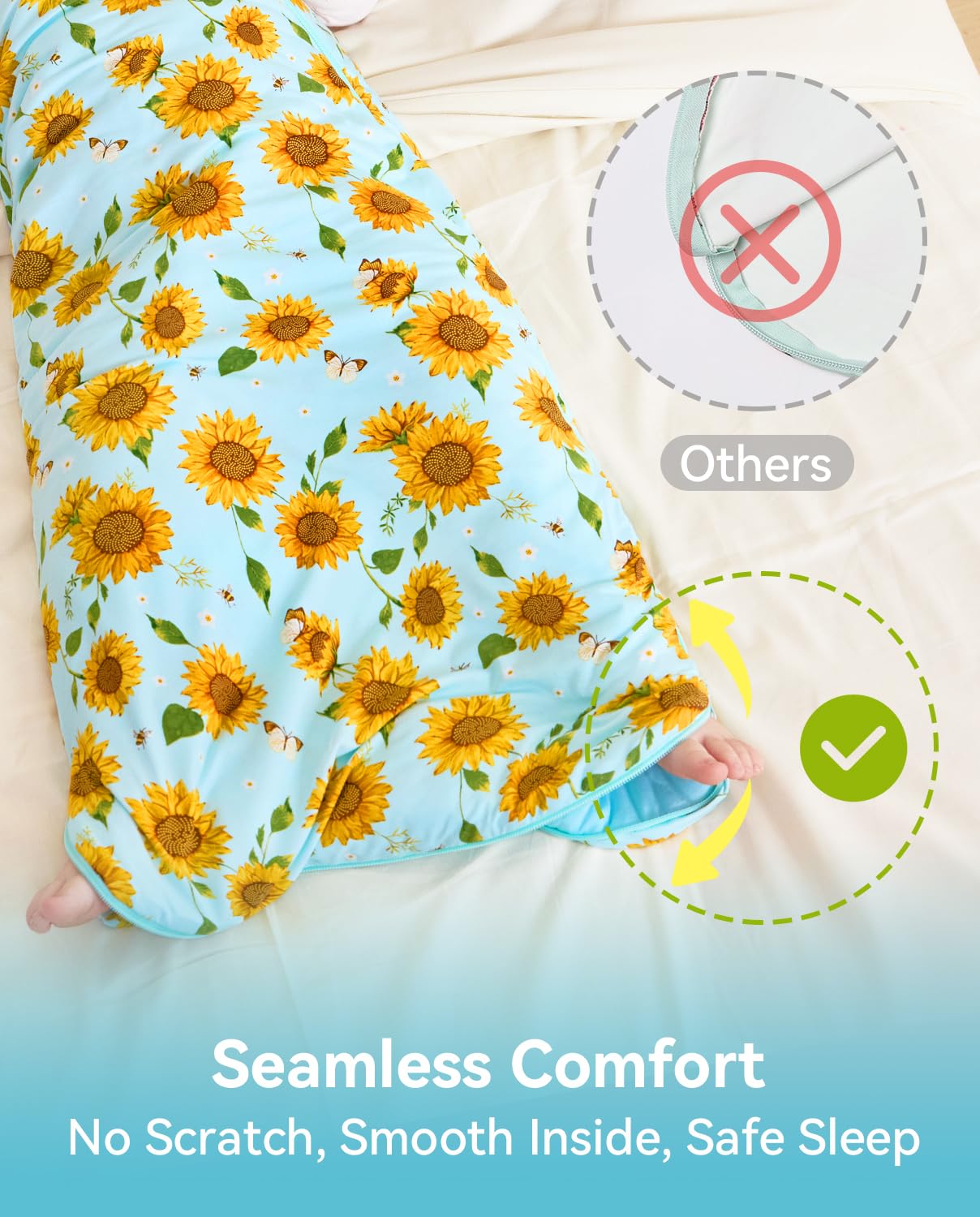 Babee Reshinee sleep sack with a face-safe deeper neckline for comfort and safety
