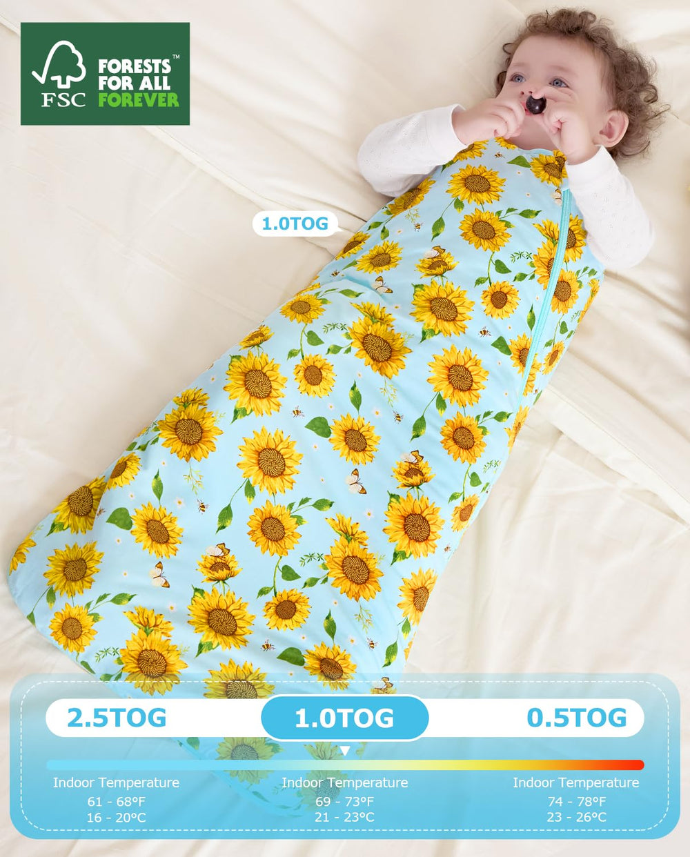 Sleep sack available in XS to L to grow with your baby.