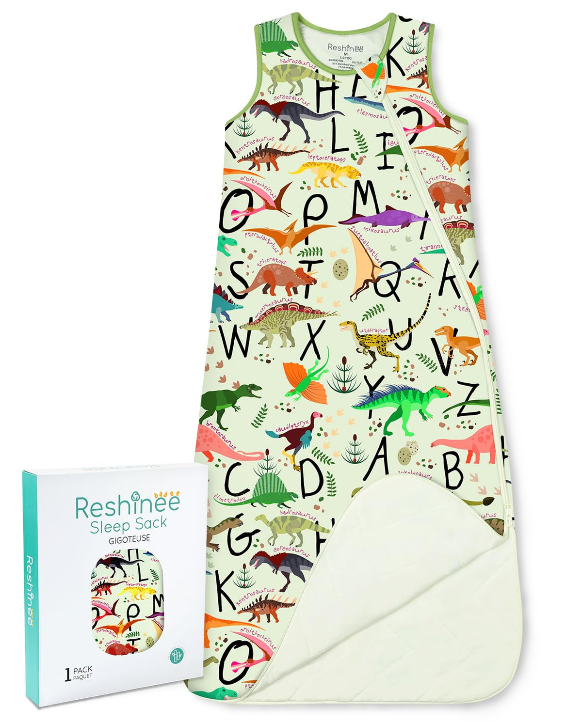 Babee Reshinee sleep sack close-up shows soft bamboo fabric for gentle skin contact.