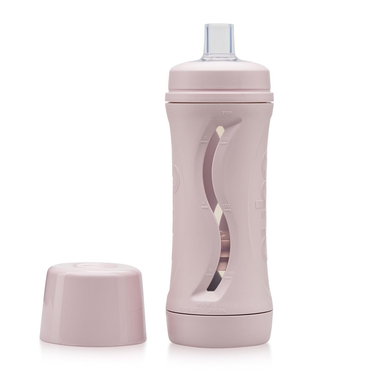 Babeehive Subo bottle with pour spout for mess-free feeding on the go.