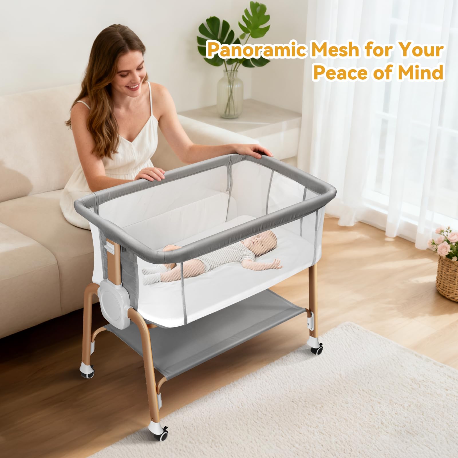 Babehop bedside attachment keeps baby close for convenient feeding